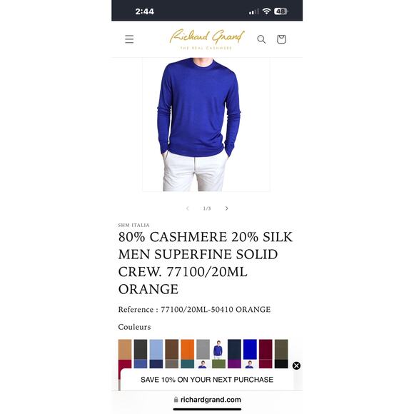 Richard Grande cashmere & silk men’s sweater Italy - Picture 5 of 6